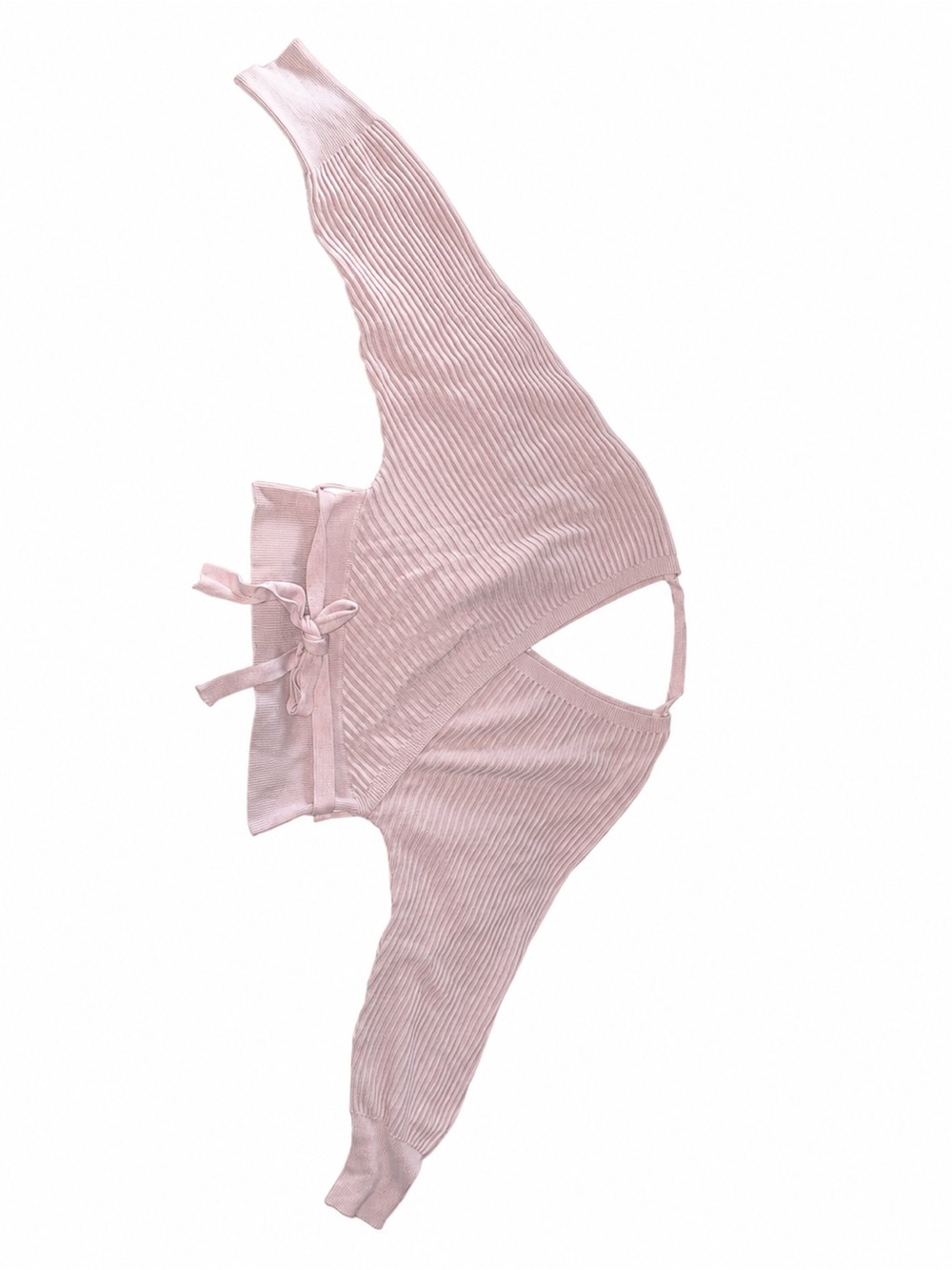 Guess Light Pink Ribbed Tie-Waist Sweatshirt